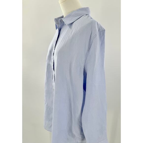 Quince Womens Blue European Linen Long Sleeve Shirt Button Down Blouse Large - Picture 1 of 5